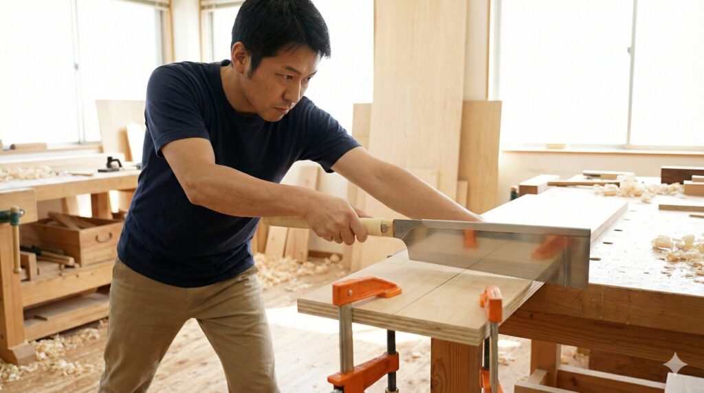 まっすぐ切れない時の姿勢と視線