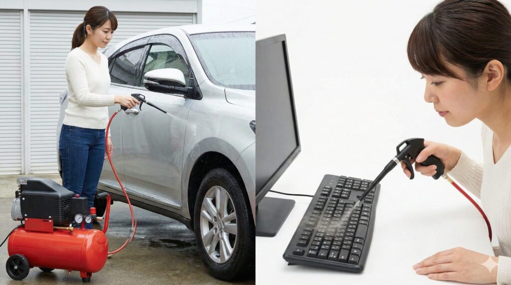 エアダスターによる掃除や洗車