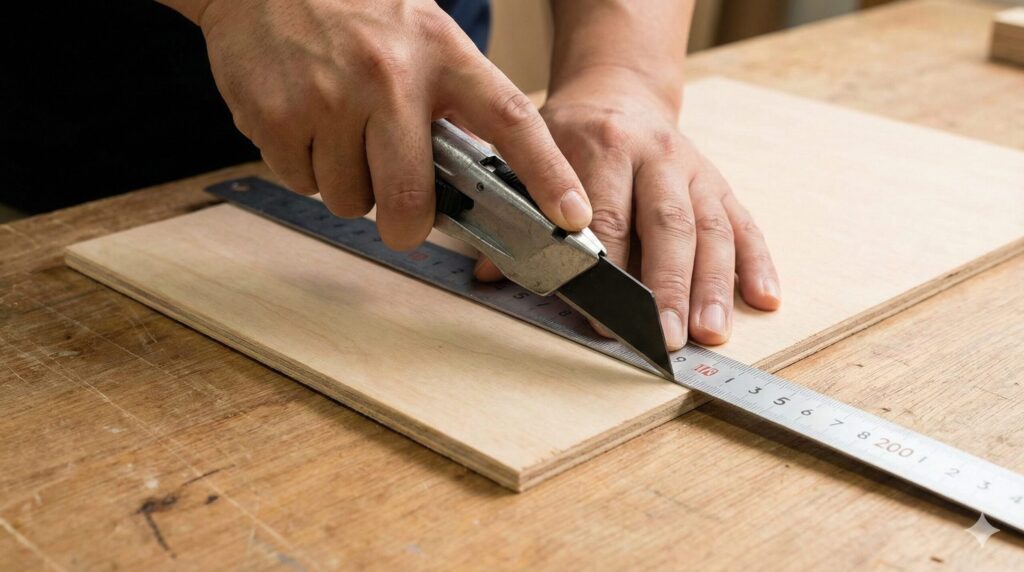 薄いベニヤ板ならカッターが使える