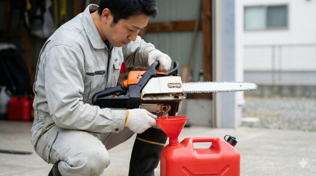 エンジン式工具の燃料処理