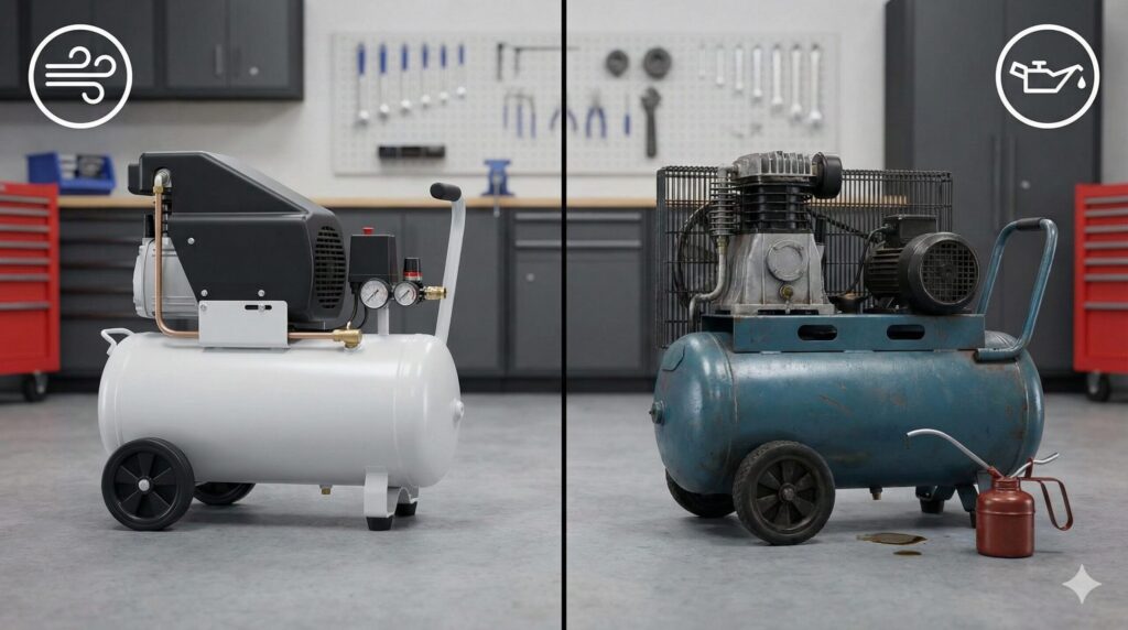 オイルレスと給油式の違い比較