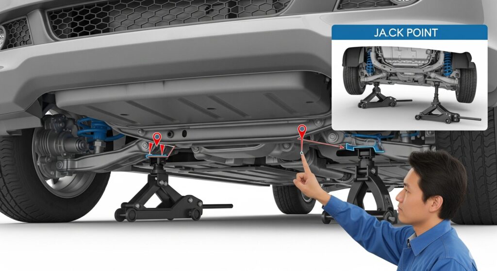 車のジャッキアップ位置と見つけ方