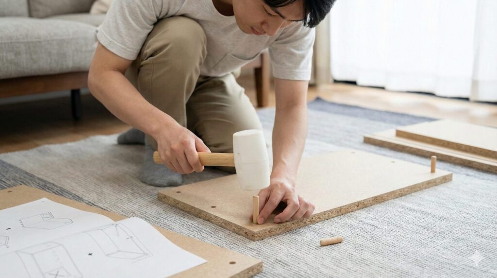 家具組立にはゴムやプラハンマー