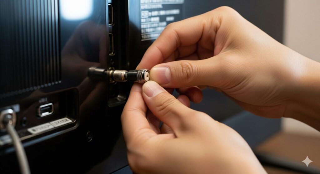 固くてf型コネクタが入らない時の対処法