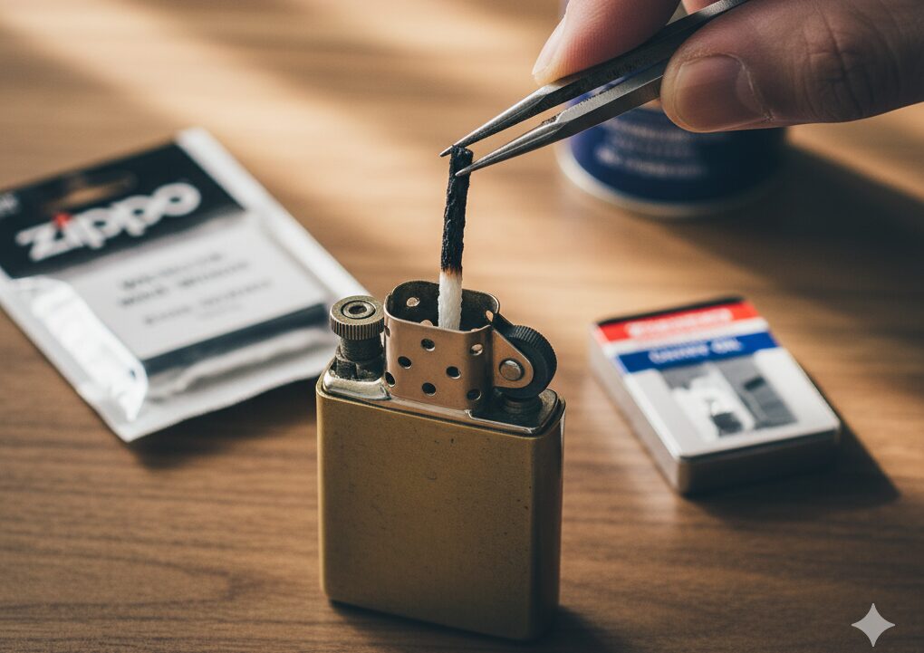 Zippoのウィックを引っ張る際の注意点