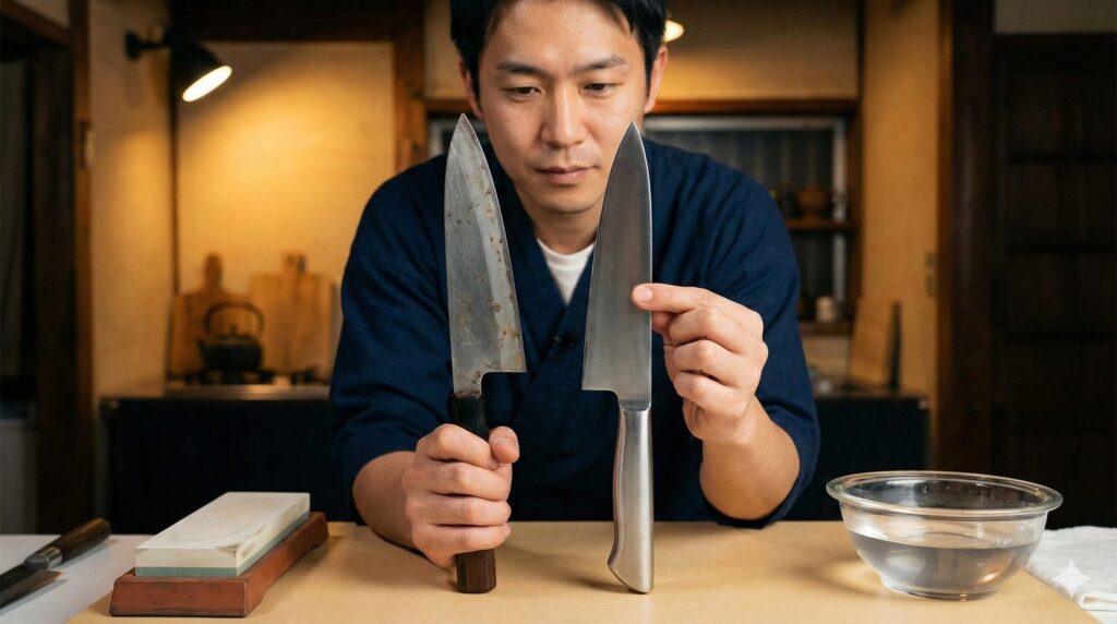 ステンレスや鋼の研ぎ方の違い