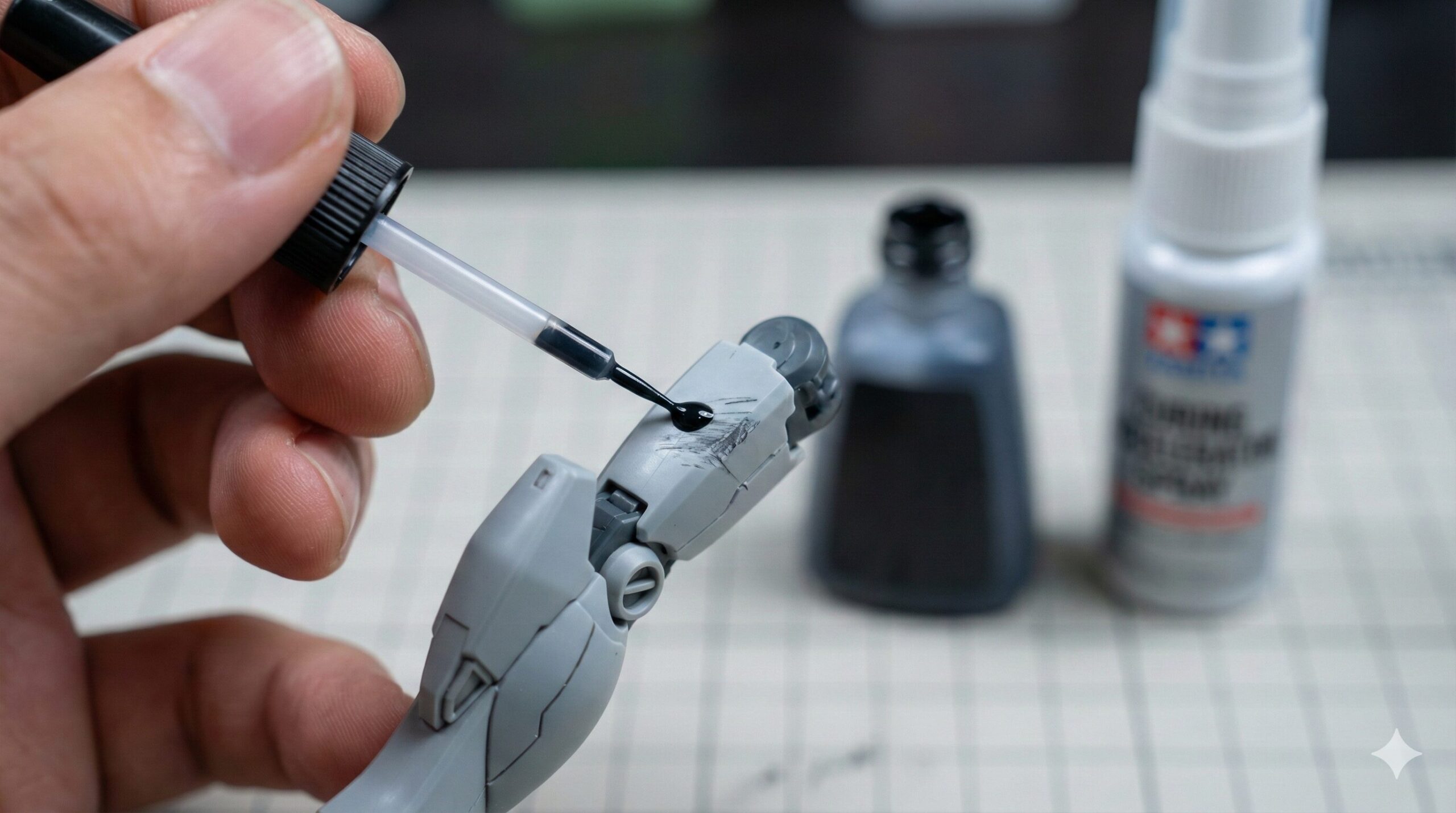 失敗した時の黒い瞬間接着剤による修正