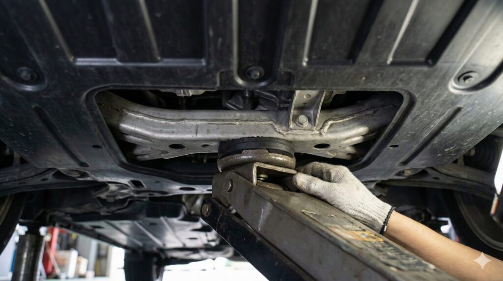 フロントのジャッキアップ位置を特定