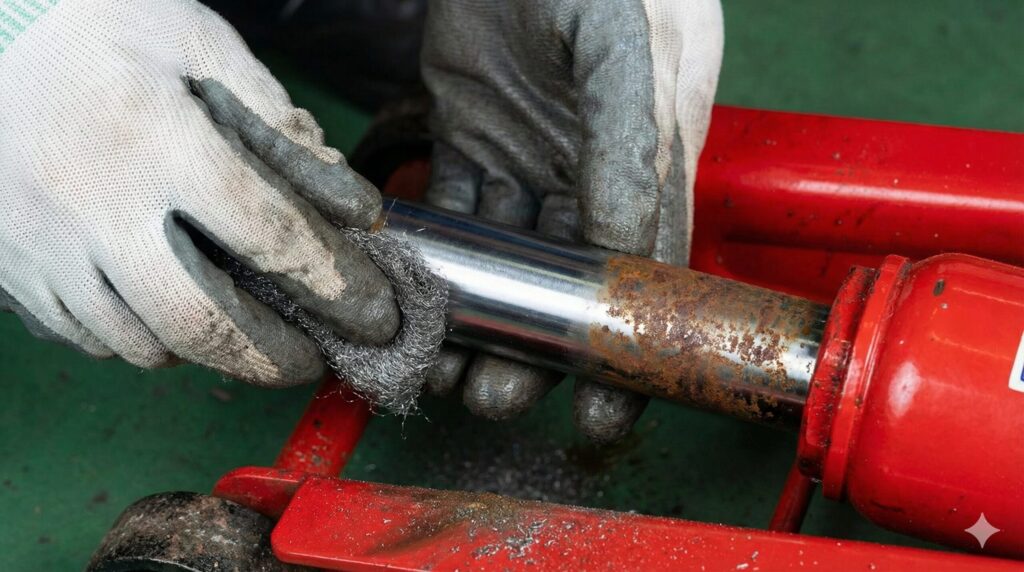 ピストンの錆取りと研磨の修理方法