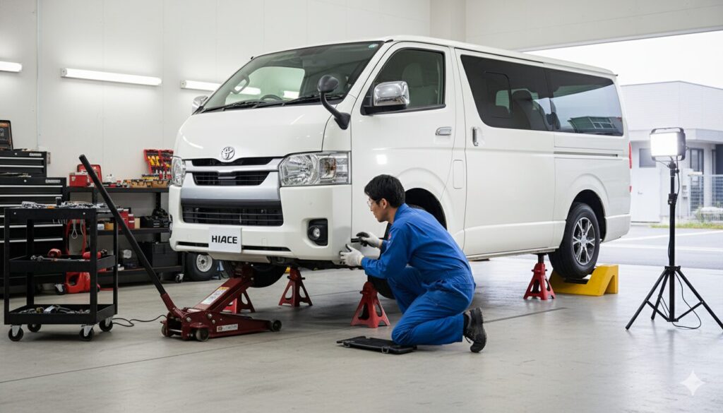 3トンジャッキのハイエース安全使用術