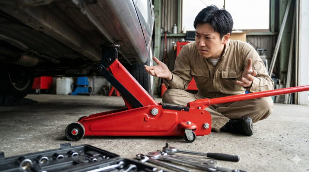 アストロのジャッキでピストンが戻らない原因とエア抜き