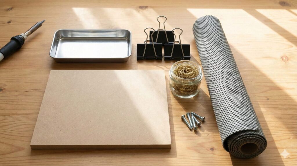 100均グッズではんだごて台周りを自作する手順