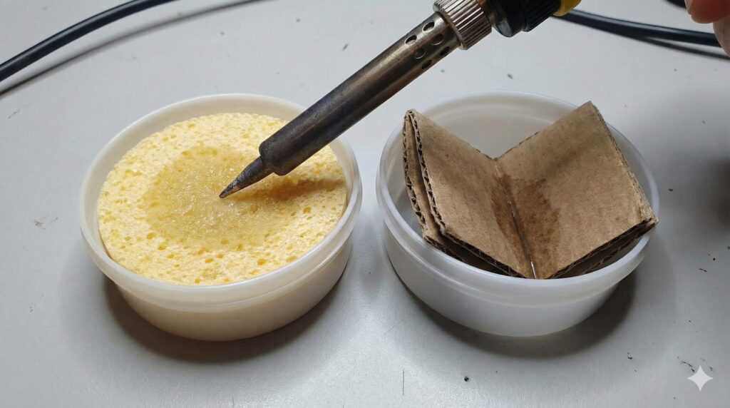 コテ先クリーナーの代わりにスポンジは?