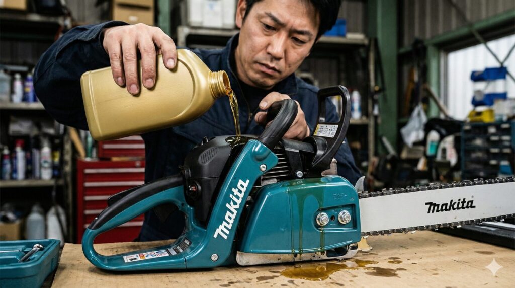 4サイクルエンジンオイルをチェーンソーに使う危険性