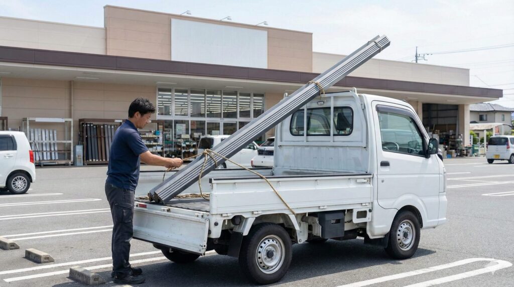 長尺アングル運搬用の軽トラ貸出サービス