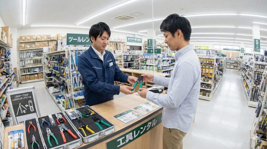 ホームセンターでのLANケーブルかしめ工具レンタルと自作