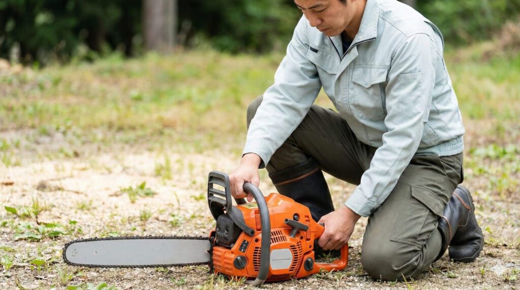 Husqvarnaチェーンソーの正しいかけ方と手順