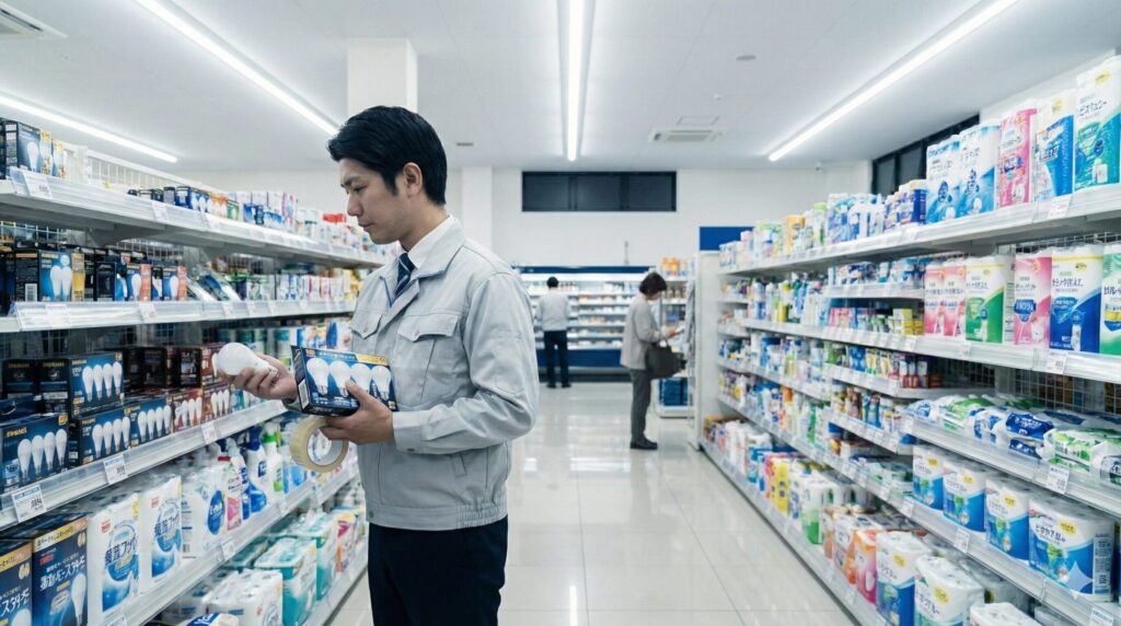 深夜のスーパーで日用品を入手