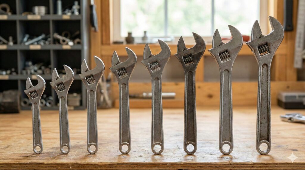 ダイソーなど100均モンキーレンチのサイズ比較