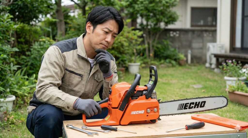 ECHOチェーンソーのエンジンがかからない際の修理調整