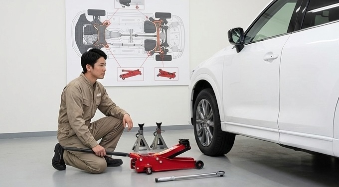 CX-5におすすめのジャッキ手順とポイント位置図解