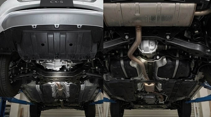 フロントとリアのジャッキアップポイント位置図解